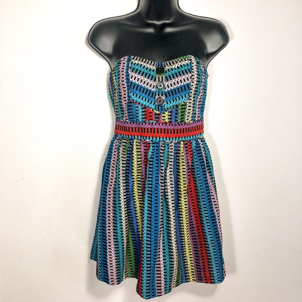 Jack BB Dakota Small strapless colorful mini dress